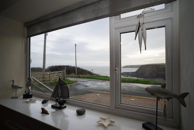 The view over the cliffs to the sea beyond from one of the windows