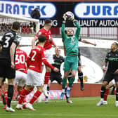Made four saves and five claims a Barnsley thumped Derby 4-1.