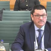 HS2 executive chairman Sir Jon Thompson speaking to the Transport Committee