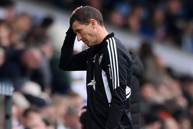 Javi Gracia shows his disappointment during Leeds United's 5-1 defeat to Crystal Palace