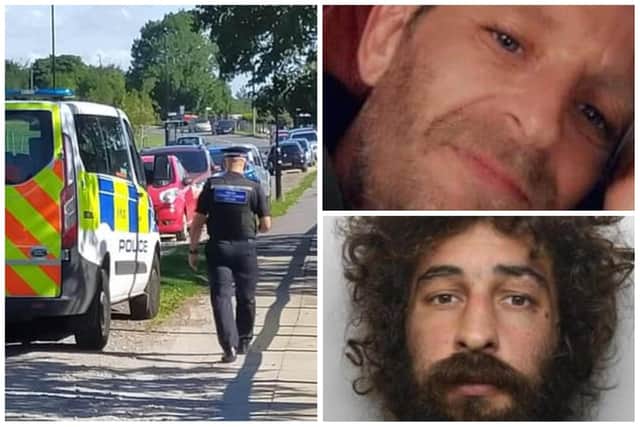Andrew Hague, aged 31, (bottom right) formerly of Fox Hill Road, Fox Hill beat Simon Wilkinson to death in an unprovoked assault on Fox Hill Road, in Fox Hill, Sheffield, with numerous people witnessing the savage killing on the evening of Tuesday, August 2, 2022