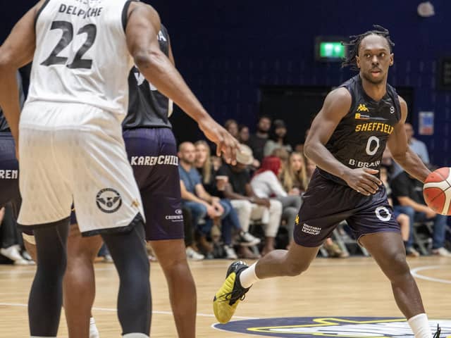 Sheffield Sharks' Devearl Ramsey in action against their play-off rivals Newcastle Eagles (Picture: Tony Johnson)