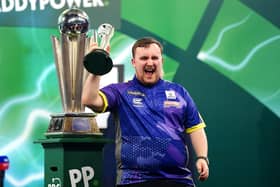 Proud: Luke Littler reacts losing to Luke Humphries (left) in the final of the Paddy Power World Darts Championship at Alexandra Palace, London. (Picture: PA)