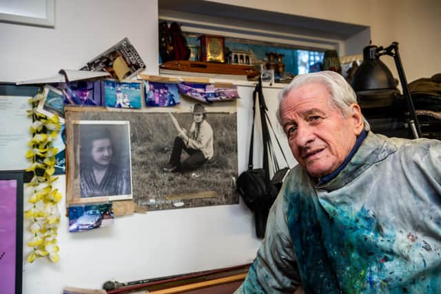 Yorkshire Artist Ashley Jackson, aged 82, of Holmfirth, West Yorkshire, who is celebrating his 60th Anniversary as an artist with a forthcoming exhibition of his work to be shown at his gallery in Holmfirth.