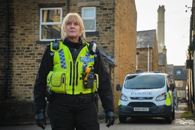 Sarah Lancashire as Sergeant Catherine Cawood in the hit BBC show, Happy Valley. Fans of Happy Valley. Photo: BBC/Matt Squire/PA