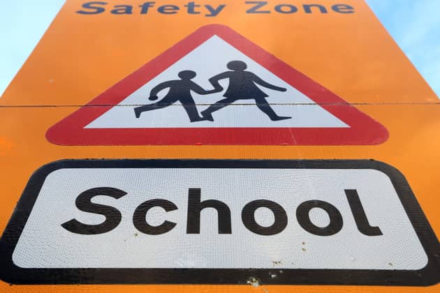 A general view of a school safety zone sign. PIC: Mike Egerton/PA Wire