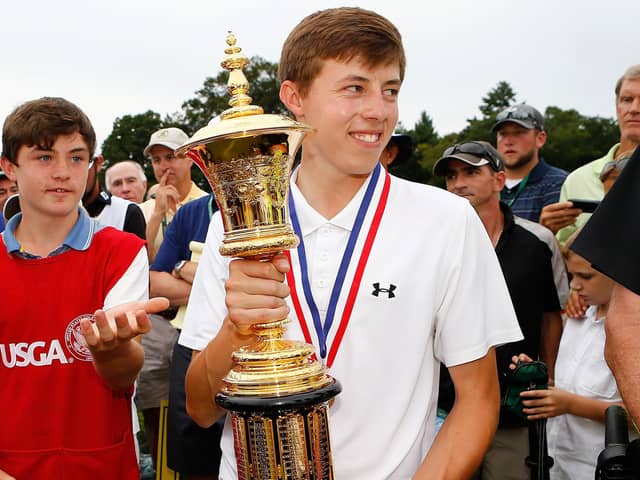Ten years since Matt Fitzpatrick of England holds the Havemeyer trophy with his brother Alex Fitzpatrick, who was his caddie, after winning the 2013 U.S. Amateur Championship at The Country Club, Brookline (Picture: Jim Rogash/Getty Images)