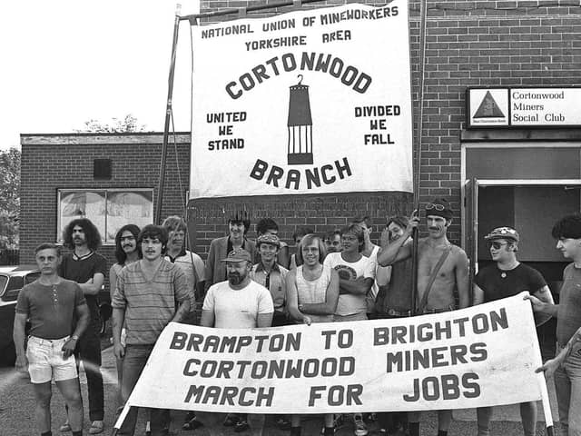 Cortonwood Colliery striking miners in August 1984.