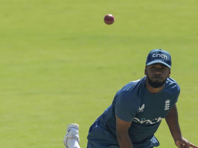 CALM HEAD: England's Rehan Ahmed bowls during a practice session in Rajkot on Wednesday Picture: AP/Ajit Solanki