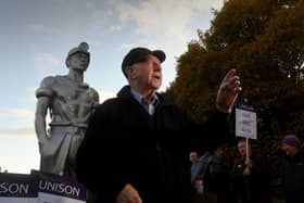 Arthur Scargill pictured on the picket line at the National Mining Museum, Wakefield. Picture by Simon Hulme 26th October 2022










