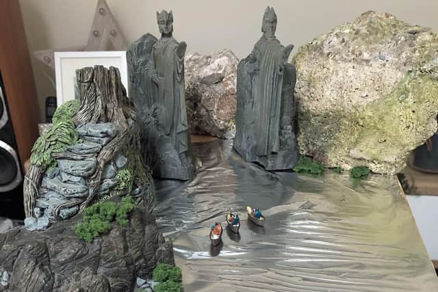 Behind the scenes look of the miniature movie-set from Lord of the Rings, created by Steve Berry. (Photo credit: Robot Wig/Steve Berry/PA Wire)