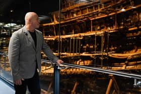 Ross Kemp looking at the Mary Rose. Photo: Andrew Matthews/PA Wire/PA Images.