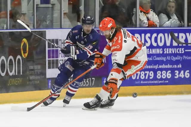 ON POINT: Sheffield Steelers' Mark Simpson has impressed head coach Aaron Fox with his recent performances, alongside Brandon Whistle and Cole Shudra. Picture: Derek Black/EIHL.