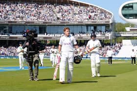PRIMED AND READY: England's Ollie Pope walks off the pitch after scoring 205 against Ireland at Lord's Picture: John Walton/PA