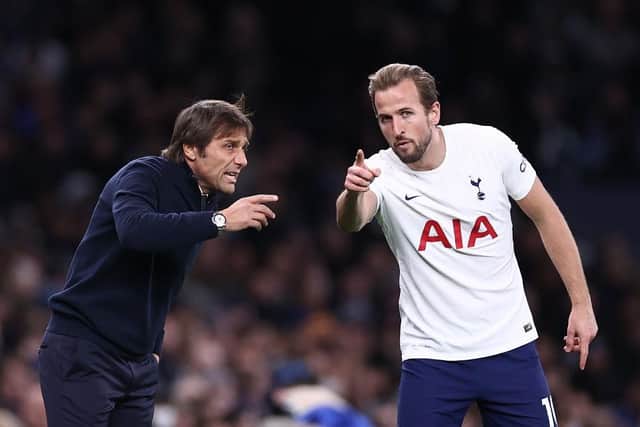 FAN: With Italy having failed to qualify for the 2022 World Cup, Tottenham Hotspur manager Antonio Conte (left) says he will support Harry Kane's England