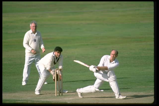 Sep 1983:  Brian Close batting for Old England against the Old World at the Oval in London. Credit: Adrian Murrell/Allsport UK via Getty Images