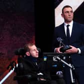 Kevin Sinfield holds his BBC Special Award alongside Rob Burrow during the BBC Sports Personality of the Year Awards 2022 held at MediaCityUK, Salford. Picture: David Davies/PA Wire.