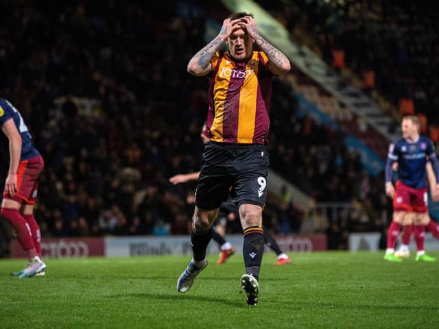 FRUSTRATIONS: Bradford City v striker Andy Cook