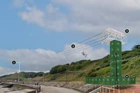 How the North Bay zip line could look. Courtesy of ZipnZap