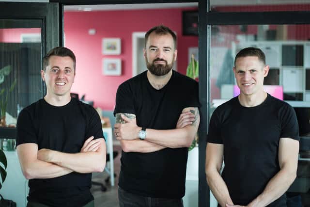 Left to right: Andrew Gunn, co-founder and CTO of Mina with Chris Dalrymple, co-founder and managing director and Ashley Tate, co-founder and CEO.