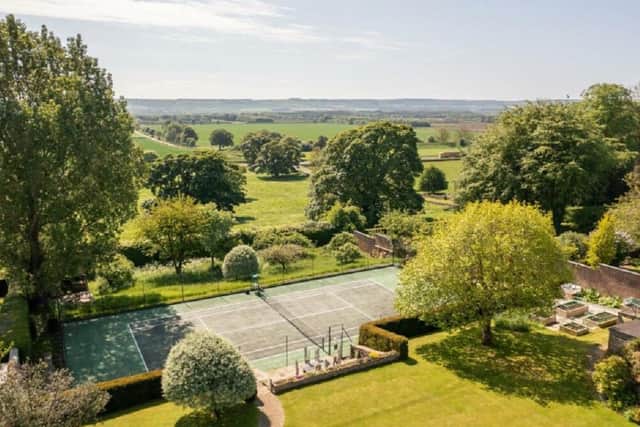 The tennis court at the Georgian Manor House, North York Moors. (Pic credit: Rightmove)