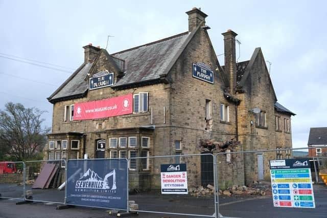 Demolition has begun at The Plough pub on Sandygate Road in Crosspool, Sheffield, which is being razed to make way for eight new town houses. It stands opposite Hallam FC - the oldest football ground in the world - and is believed to be were the rules of the modern game as we know it were drawn up.