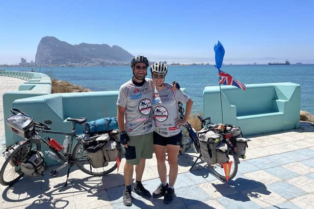 Andy Dennis and Tracey Hill during the mammoth cycling challenge.