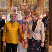 Catherine Bond (left) and Jane Pearce after being blessed at St John the Baptist church in Felixstowe, Suffolk, after the use of prayers of blessing for same-sex couples in Church of England services were approved by the House of Bishops. Picture date: Sunday December 17, 2023.