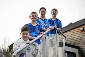 Junior players at Thongsbridge sport the new-look Yorkshire Vikings and Northern Diamonds strips (PictureL Ben Wickett / Yorkshire CCC)