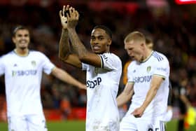 Leeds United's Crysencio Summerville applauds the fans at the end of the Premier League win at Liverpool (Picture: PA)