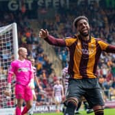 ON target: Bradford City’s Vadaine Oliver netted in their 3-2 win over Salford City at Valley Parade. Picture: Bruce Rollinson