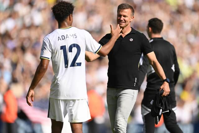 Club duty: Leeds United manager Jesse Marsch celebrates with Tyler Adams after the Premier League match between Leeds United and Chelsea FC at Elland Road on August 21. (Picture: Michael Regan/Getty Images)