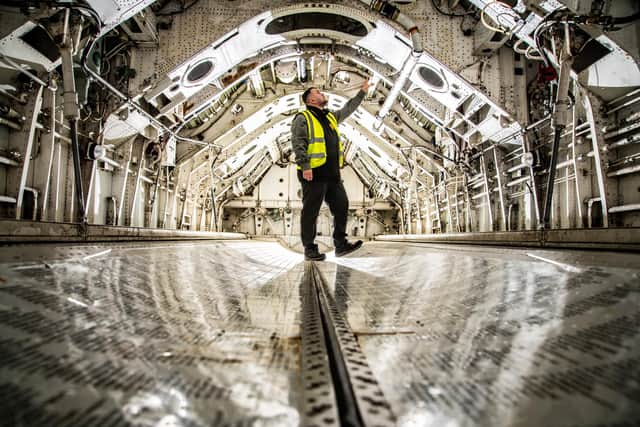 The historic Vulcan bomber XH558 will provide a Halloween attraction at Doncaster Sheffield Airport on Saturday, October 31. Pictured Wayne Fielding, Commercial & Operations Manager for Vulcan to the Sky Trust inside the bomb-bay which was designed to hold up to twenty-one 1,000-pound conventional iron bombs or specialized nuclear payloads of this high-altitude strategic aircraft. Picture: James Hardisty.