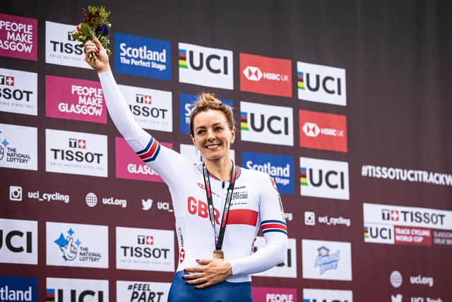 Katy Marchant of Great Britain wins Gold in the Women’s Keirin at the Track World Cup event in Glasgow back in 2019 (Picture: SWPix.co,)