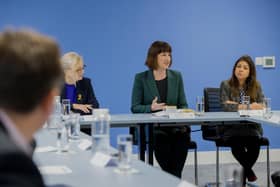Labour’s Shadow Chancellor Rachel Reeves and Shadow Economic Secretary Tulip Siddiq speaking at a roundtable of businesses in Leeds on Thursday