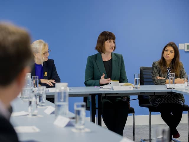 Labour’s Shadow Chancellor Rachel Reeves and Shadow Economic Secretary Tulip Siddiq speaking at a roundtable of businesses in Leeds on Thursday