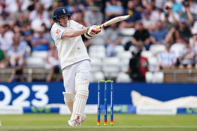 ON THE RISE: England's Harry Brook in action against Australia on day four of the third Ashes Series Test at Headingley, Leeds. Picture: Mike Egerton/PA