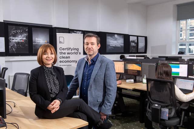 Husband and wife team Ed Everson and Teresa Everson-Smith. Their company Evident is the global leader in certifying renewables and clean energy products.
Pictured in their new premises Church Studios in Sheffield by Yorkshire Post Photographer Bruce Rollinson.