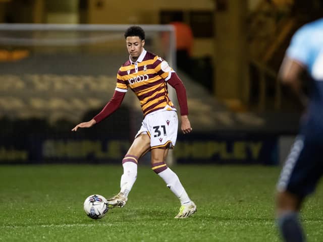 Bradford City's Jonathan Tomkinson, pictured in action in the EFL Trophy tie with Wycombe Wanderers last month. Picture: Tony Johnson.