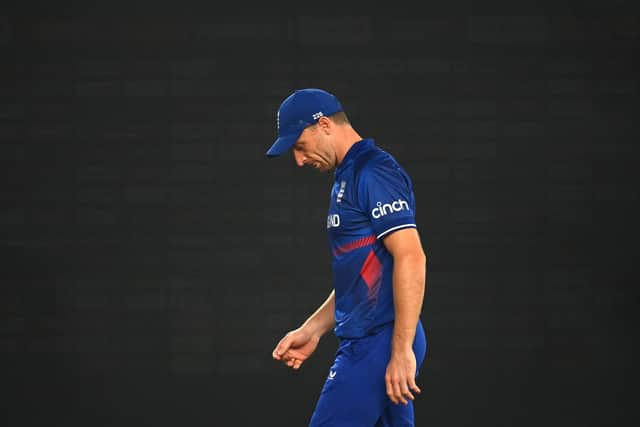 The loneliness of leadership. Jos Buttler's England have had a disastrous World Cup. Photo by Gareth Copley/Getty Images.