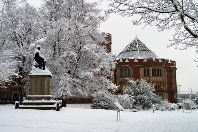 Firth Court in the Snow taken by @steelcitysnaps