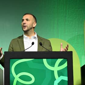 Green Party leader Zack Polanski delivers his speech during the Green Party autumn conference, at the Brighton Centre in East Sussex. Picture date: Friday October 2, 2026. PA Photo. Photo credit should read: Will Colebourne/PA Wire