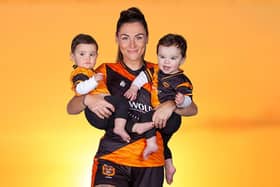 Ellice Jackman of Hull City Ladies and her twins, Ronnie and Nellie