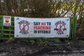 Anti fracking poster on the roadside of Kirby Misperton. PIC: James Hardisty.