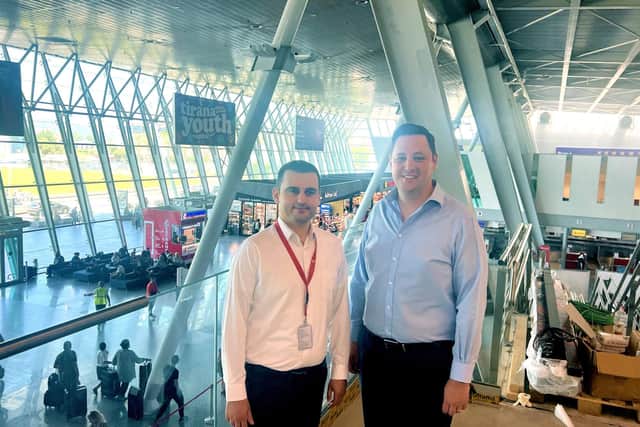Tees Valley Mayor Ben Houchen at Tirana International Airport during a trade visit in June 2022.