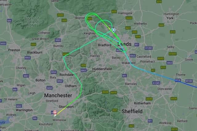 On Sunday, the flight due to arrive from Gdansk, Poland headed to Manchester after an attempt at landing.