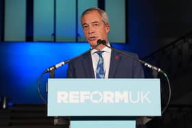 Reform UK leader Nigel Farage delivers a speech. PIC: Lucy North/PA Wire
