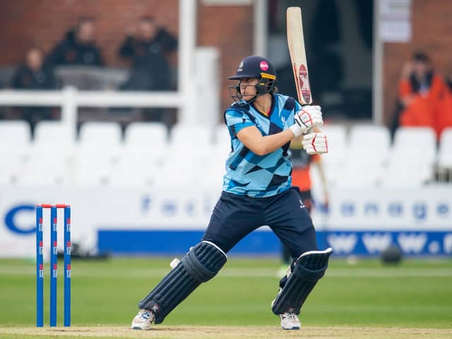 MEASURED: Northern Diamonds' Leah Dobson hits out against the Blaze during Wednesday;s defeat at Scarborough in the Rachael Heyhoe Flint Trophy Picture by Allan McKenzie/SWpix.com