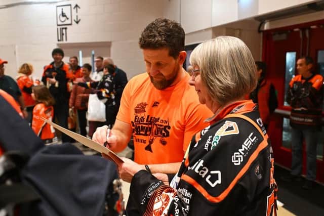 HEROES: Sheffield Steelers' head coach and the players met the fans in a Season Ticket event at the Utilita Arena on Tuesday night. Picture: Dean Woolley/Steelers Media.