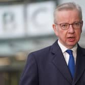 Michael Gove speaks outside BBC Broadcasting House in London. PIC: Lucy North/PA Wire